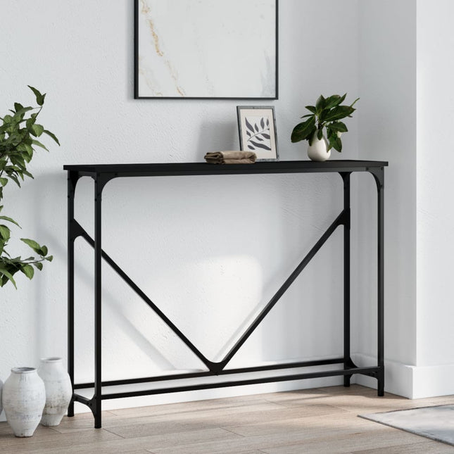 konsolbord 102x22,5x75 cm konstrueret træ sort