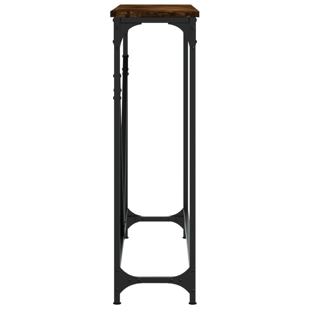 konsolbord 102x22,5x75 cm konstrueret træ røget egetræsfarve