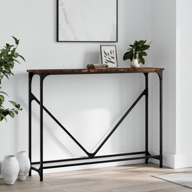 konsolbord 102x22,5x75 cm konstrueret træ røget egetræsfarve