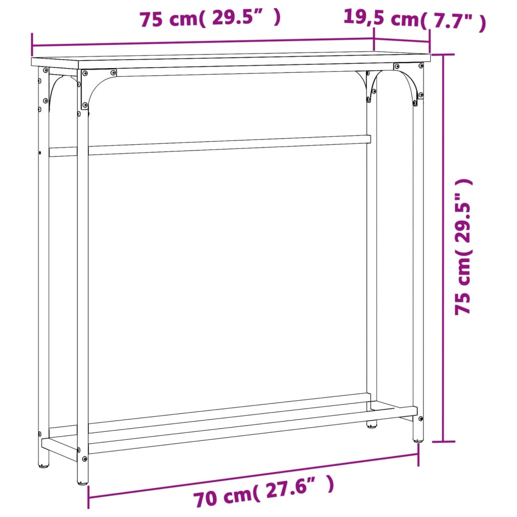 konsolbord Sonoma eg 75x19,5x75 cm konstrueret træ