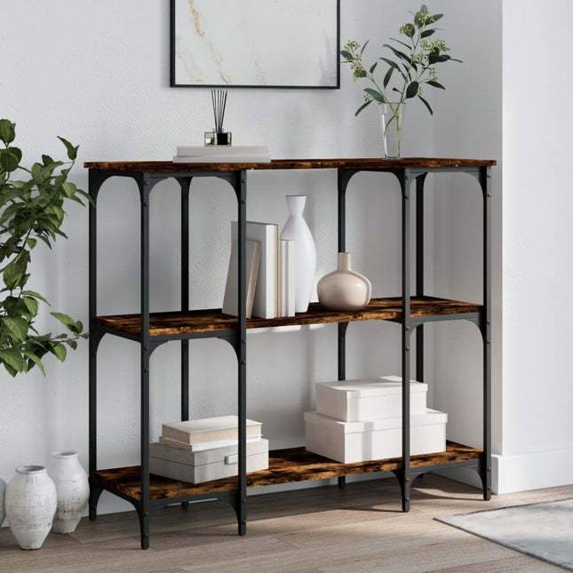 konsolbord 102x35x50 cm konstrueret træ røget egetræsfarve