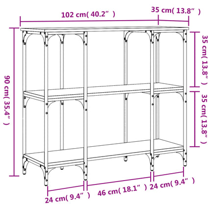 konsolbord 102x32x90 cm konstrueret træ grå sonoma-eg