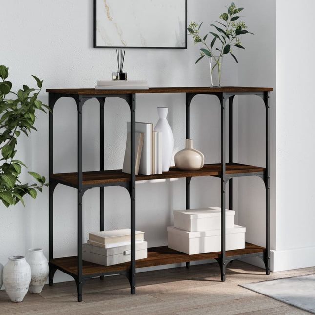 konsolbord 102x35x90 cm konstrueret træ brun egetræsfarve
