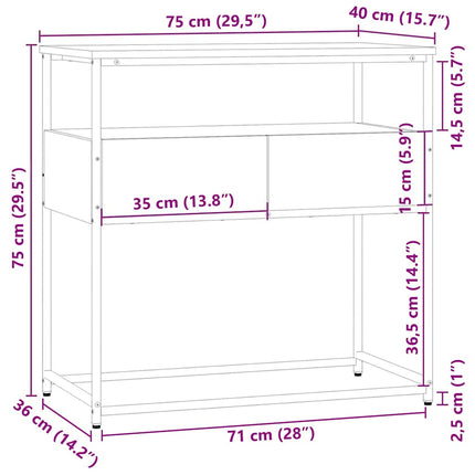 konsolbord Sonoma eg 75x40x75 cm konstrueret træ