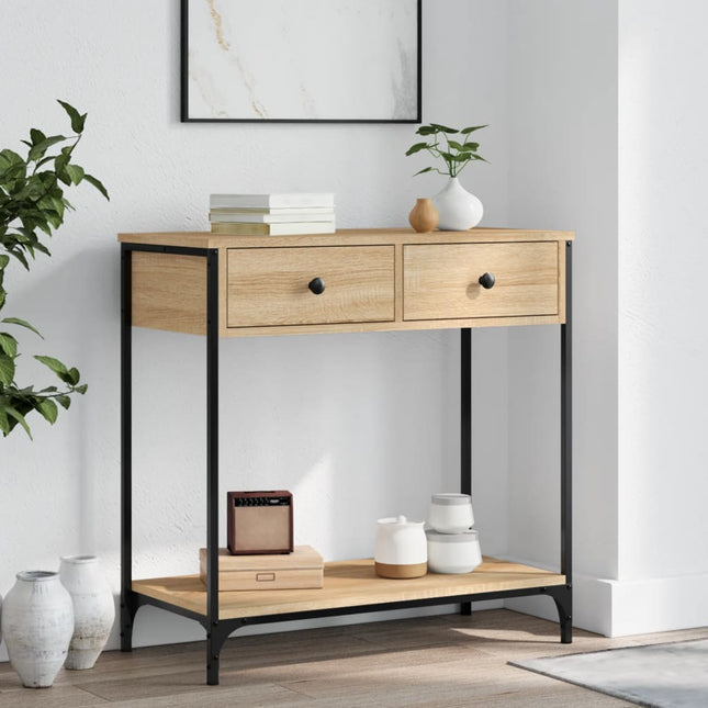 konsolbord 75x34,5x75 cm konstrueret træ sonoma-eg