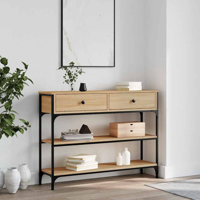 konsolbord 100x25x75 cm konstrueret træ sonoma-eg