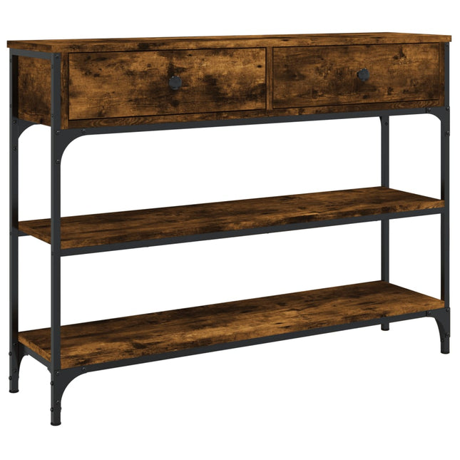 konsolbord 100x25x75 cm konstrueret træ røget egetræsfarve
