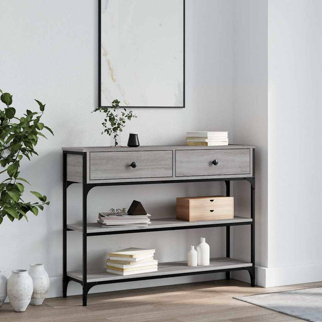 konsolbord 100x25x75 cm konstrueret træ grå sonoma-eg