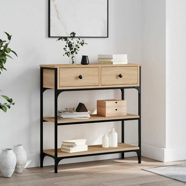 konsolbord 72,5x25x75 cm konstrueret træ sonoma-eg