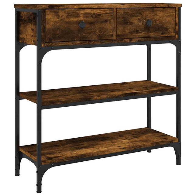 konsolbord 72,5x25x75 cm konstrueret træ røget egetræsfarve