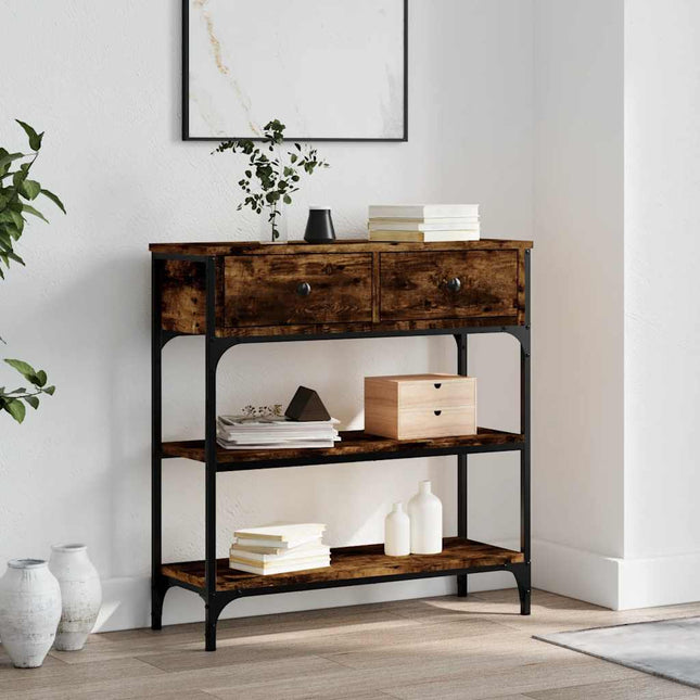 konsolbord 72,5x25x75 cm konstrueret træ røget egetræsfarve