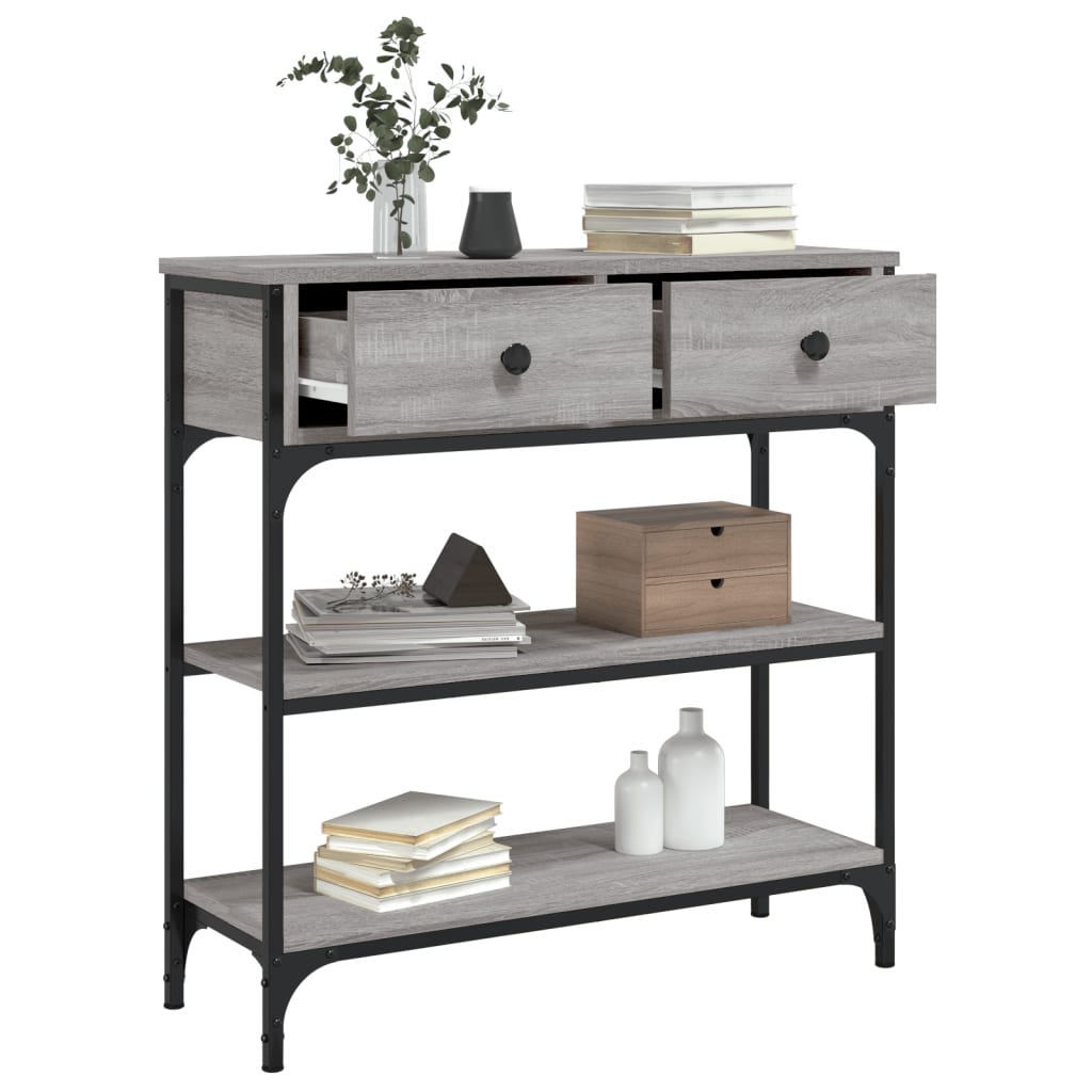 konsolbord 72,5x25x75 cm konstrueret træ grå sonoma-eg