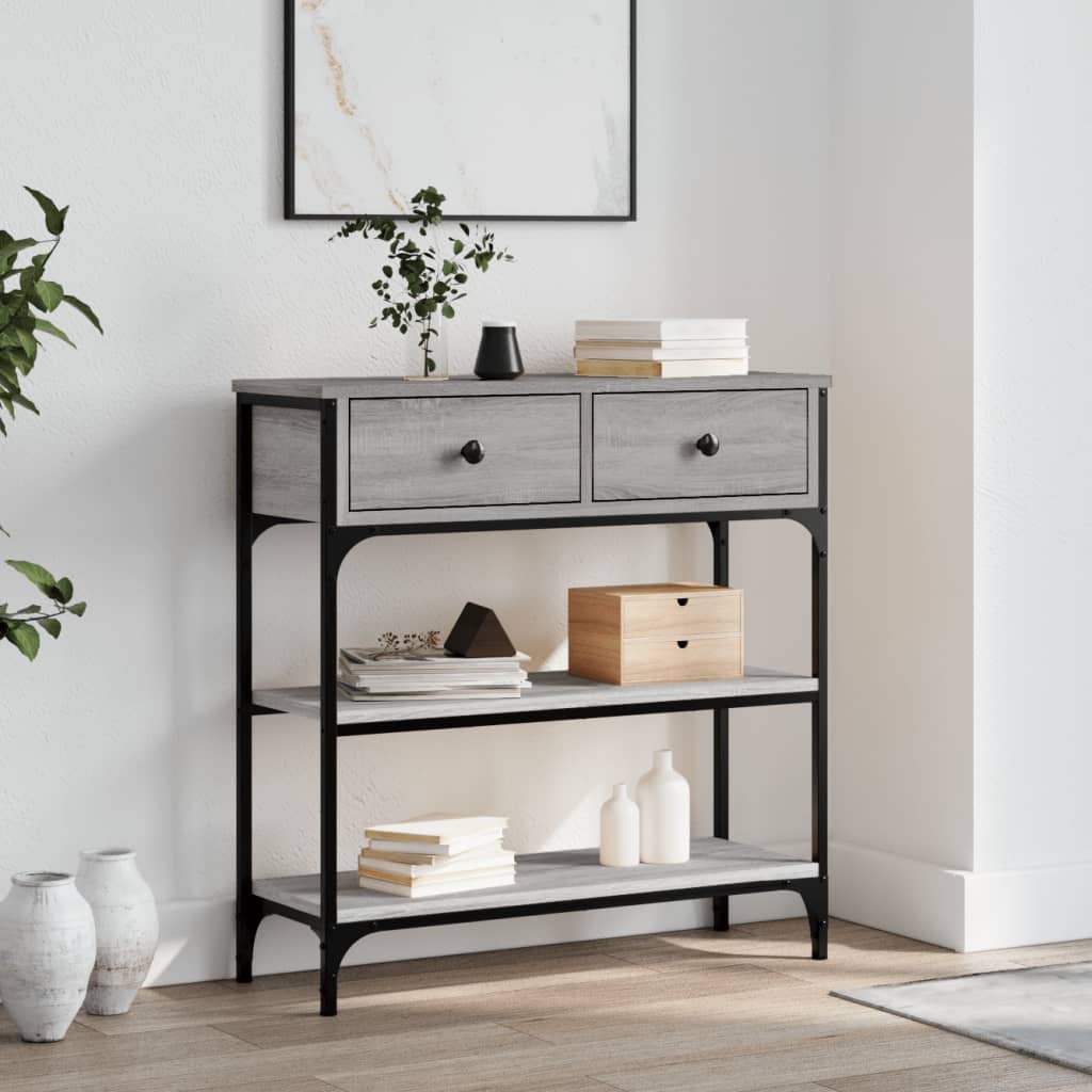 konsolbord 72,5x25x75 cm konstrueret træ grå sonoma-eg