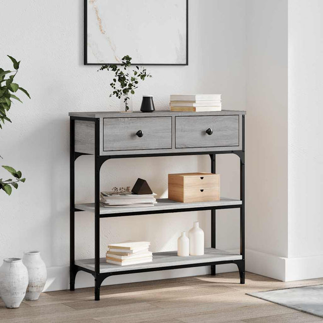 konsolbord 72,5x25x75 cm konstrueret træ grå sonoma-eg
