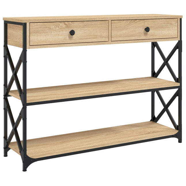 konsolbord 100x28x75 cm konstrueret træ sonoma-eg