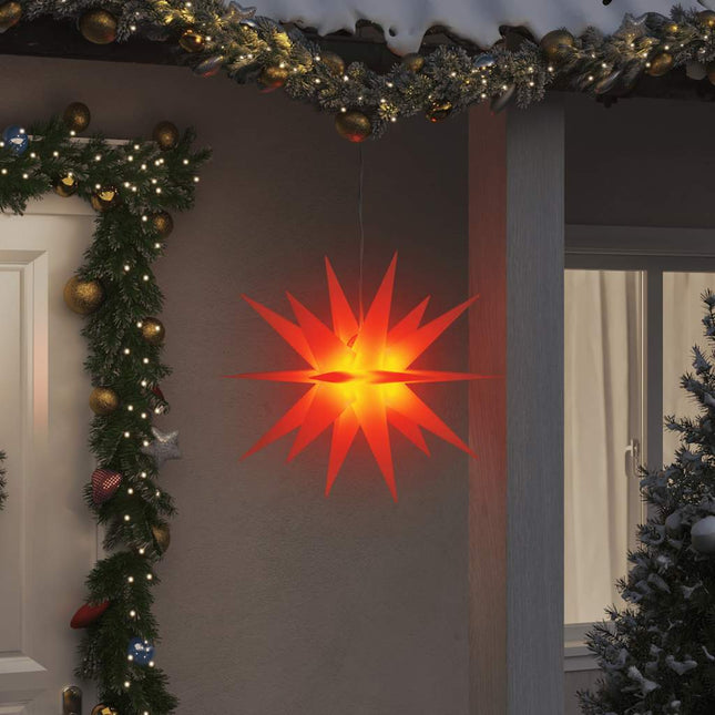 juledekoration med LED-lys foldbar 57 cm rød