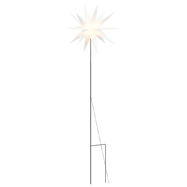 juledekoration med LED-lys og jordspyd foldbar 57 cm hvid