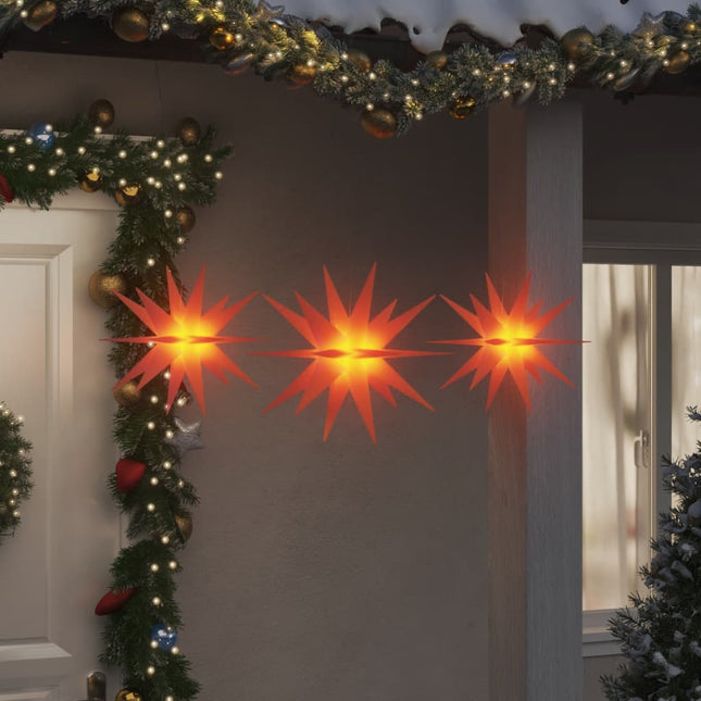 juledekoration med LED-lys 3 stk. foldbar rød