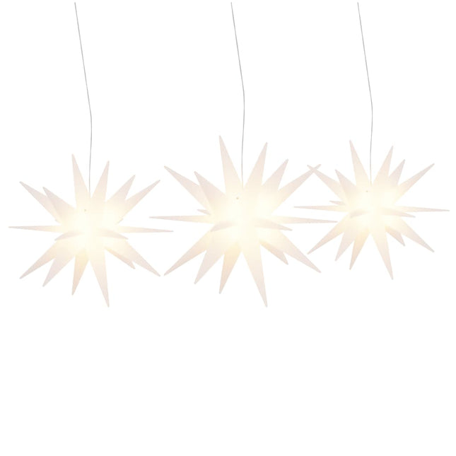 juledekoration med LED-lys 3 stk. foldbar hvid
