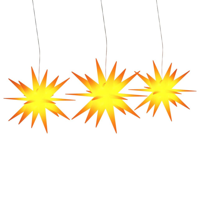 juledekoration med LED-lys 3 stk. foldbar gul