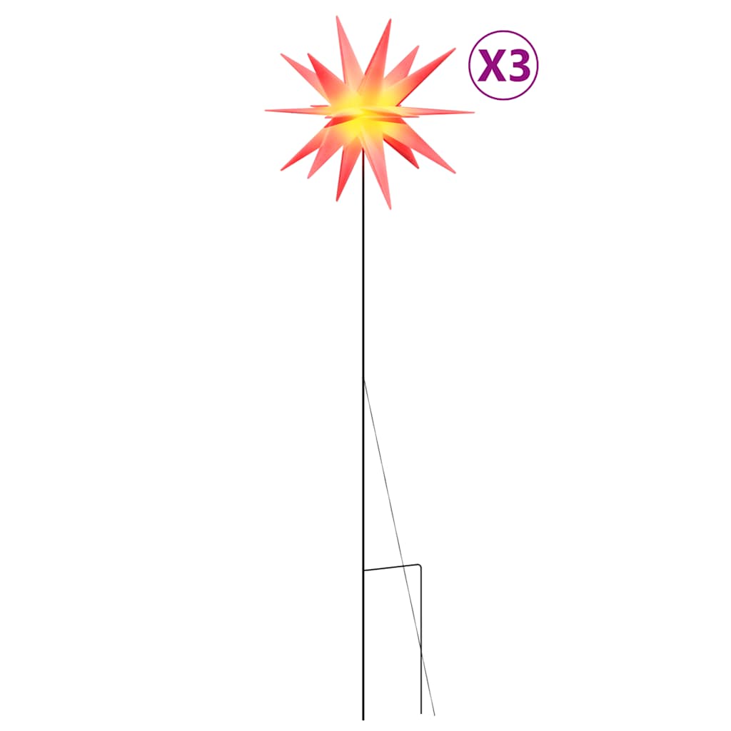 juledekoration med LED-lys og jordspyd 3 stk. 35 cm foldbar rød