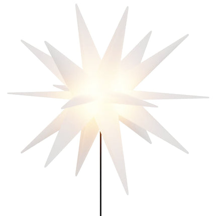 juledekoration m. LED-lys og jordspyd 3 stk. 35 cm foldbar hvid