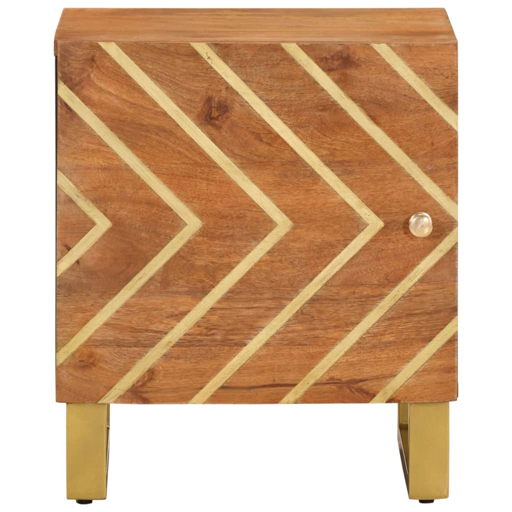 sengebord massivt mangotræ brun og sort