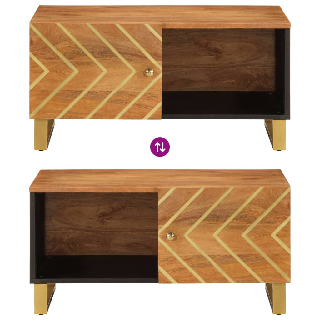 sofabord 80x50x40 cm massivt mangotræ brun og sort