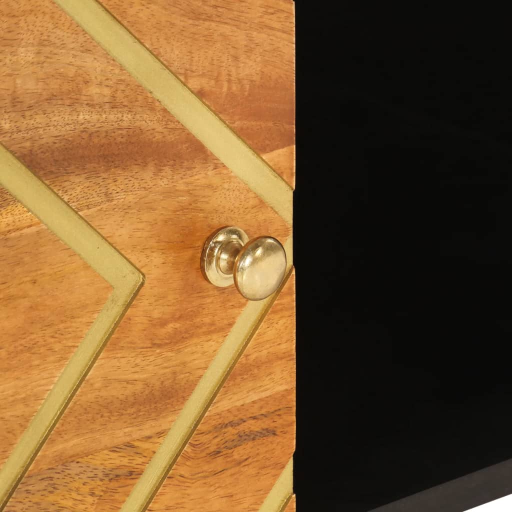 sofabord 80x50x40 cm massivt mangotræ brun og sort