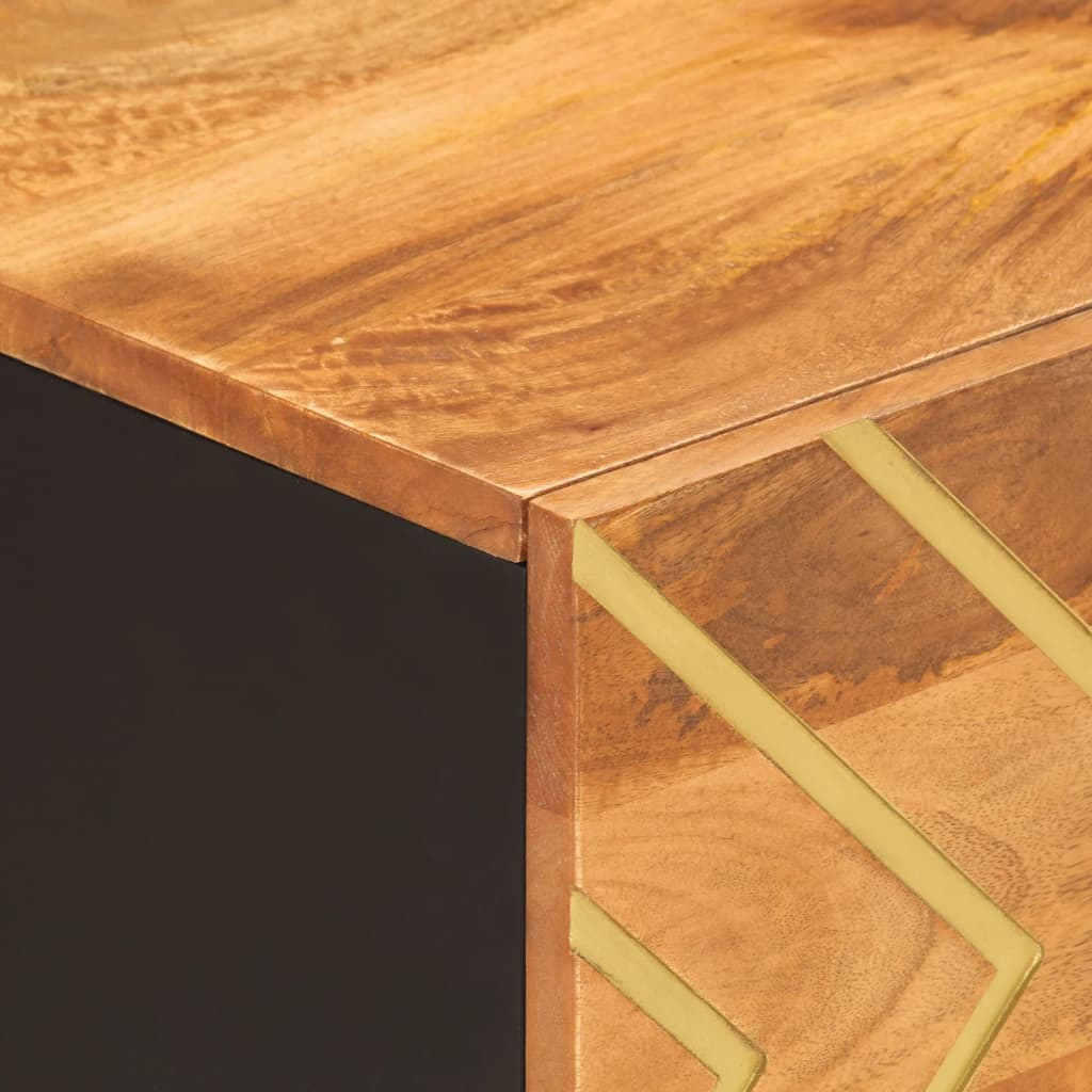 sofabord 80x50x40 cm massivt mangotræ brun og sort