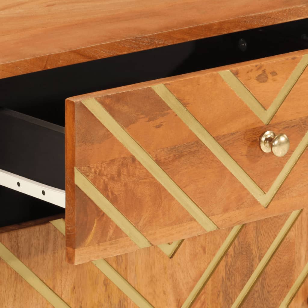 sengebord 50x33x60 cm massivt mangotræ brun og sort