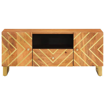 tv-bord 105x33,5x46 cm massivt mangotræ brun og sort