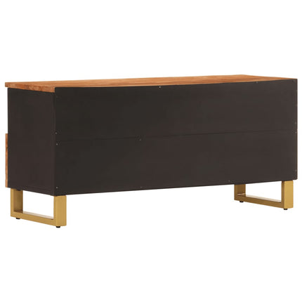 tv-bord 100x33,5x46 cm massivt mangotræ brun og sort