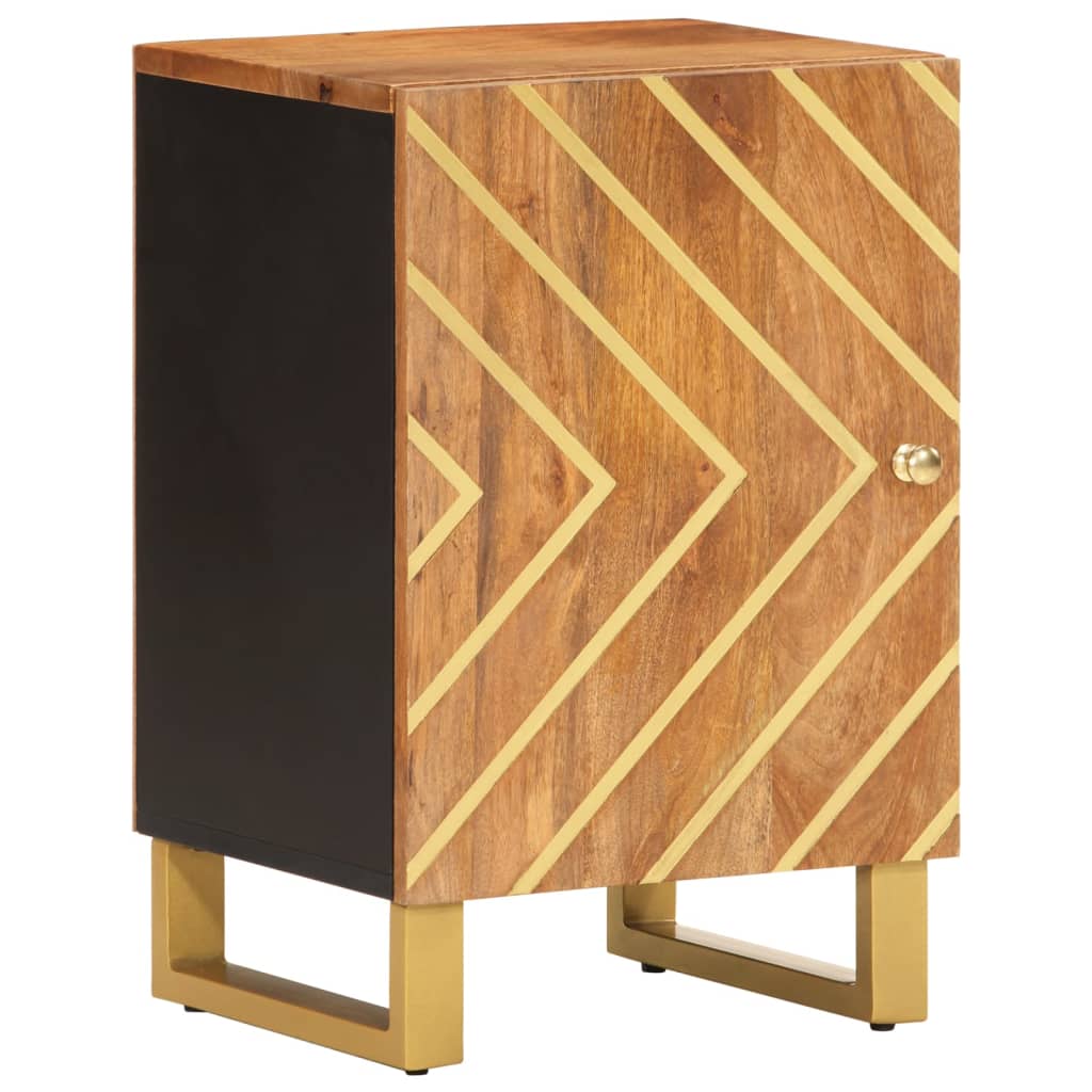 badeværelsesskab 38x33,5x58 cm massivt mangotræ brun og sort billede