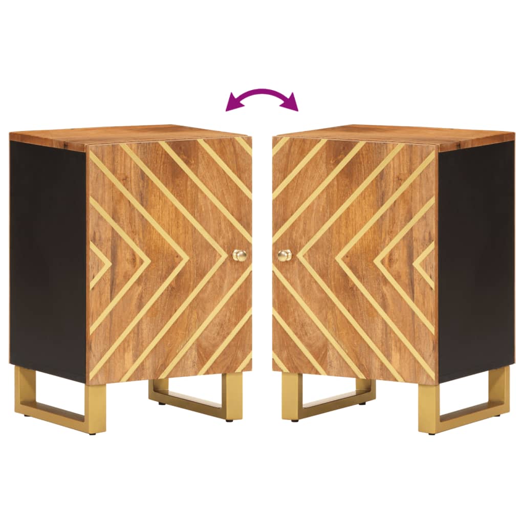 badeværelsesskab 38x33,5x58 cm massivt mangotræ brun og sort