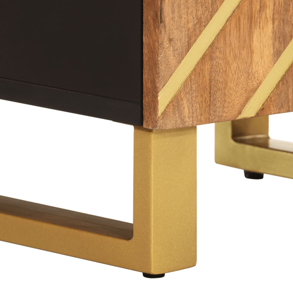 badeværelsesskab 38x33,5x58 cm massivt mangotræ brun og sort