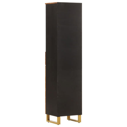 badeværelsesskab 38x33,5x160 cm massivt mangotræ brun og sort