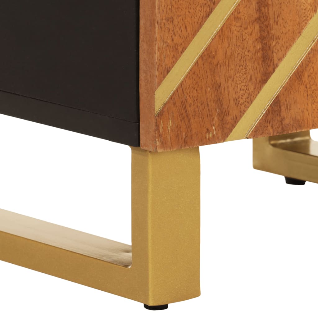 badeværelsesskab 38x33,5x160 cm massivt mangotræ brun og sort