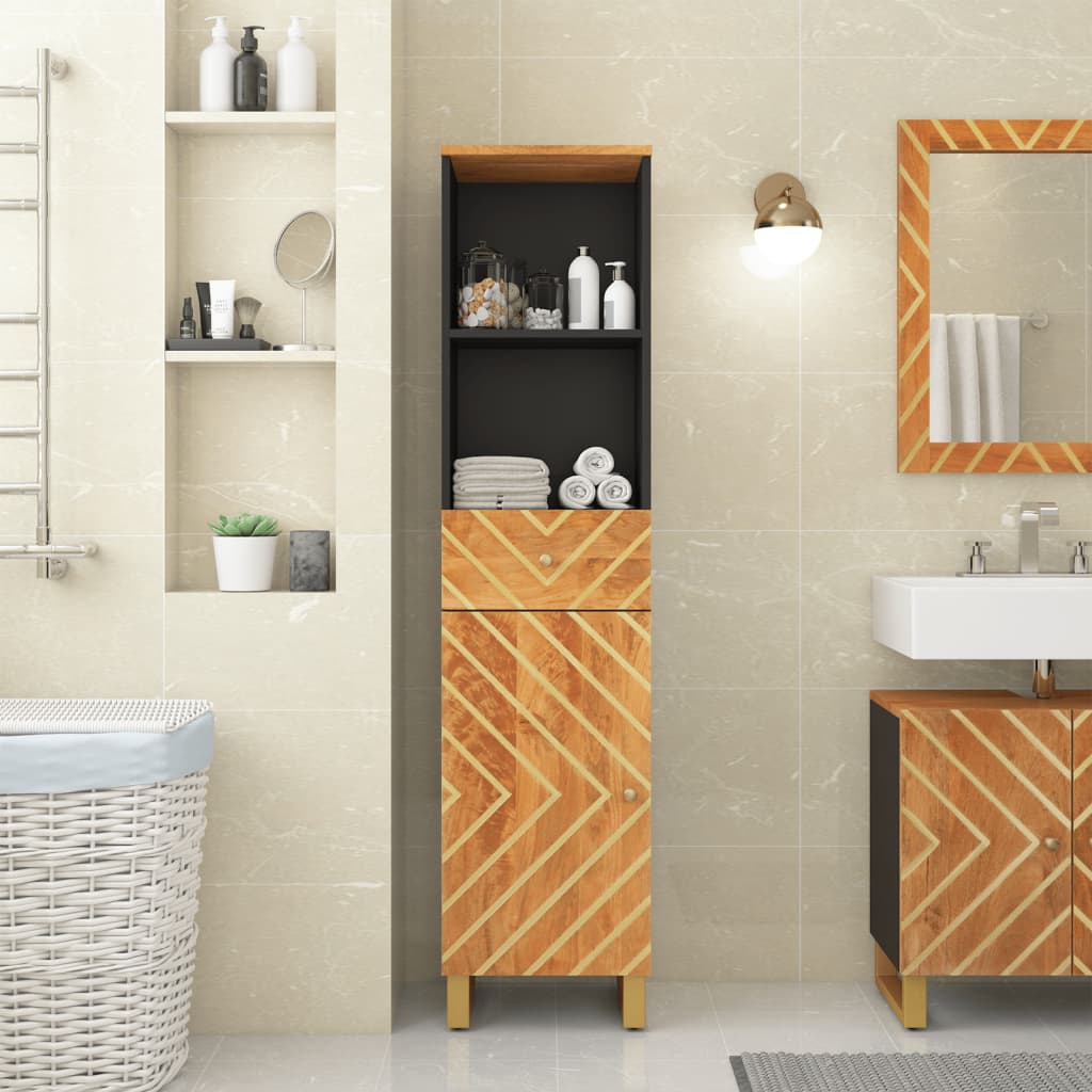 badevrelsesskab 38x33,5x160 cm massivt mangotr brun og sort