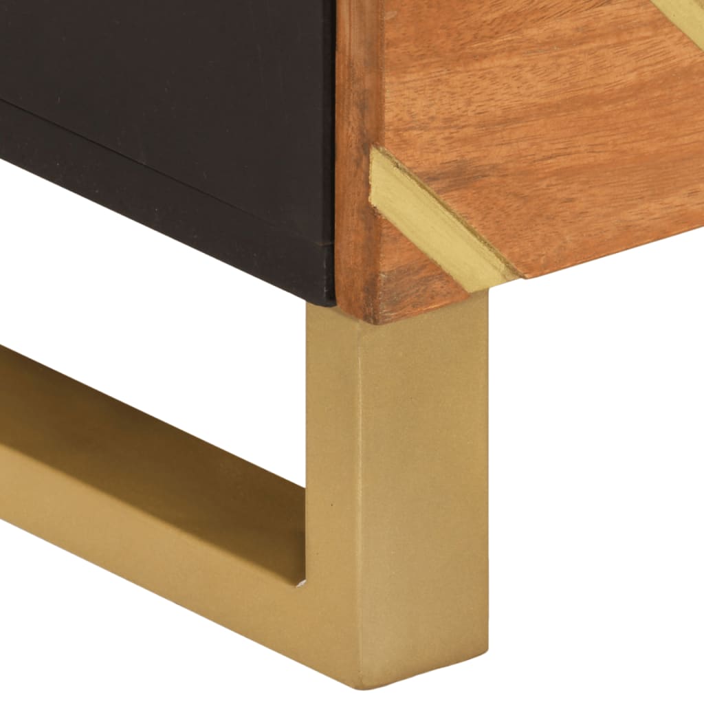 kommode 40x33,5x75 cm massivt mangotræ brun og sort