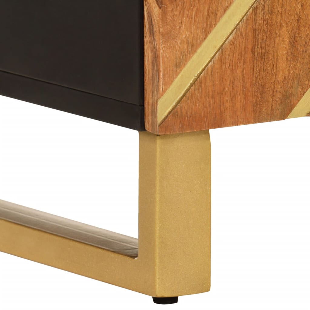 kommode 40x33,5x75 cm massivt mangotræ brun og sort