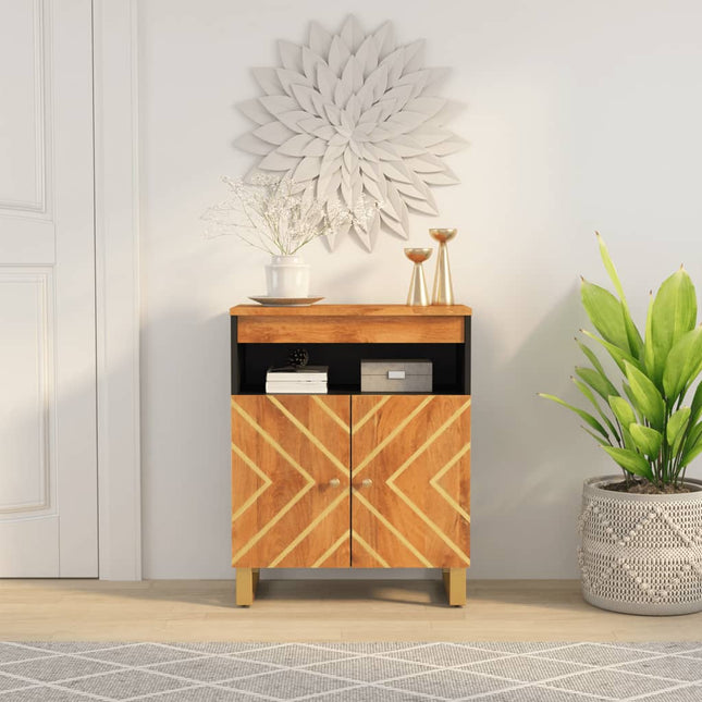 skænk 60x33,5x75 cm massivt mangotræ brun og sort