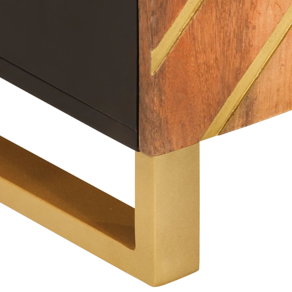 skænk 60x33,5x75 cm massivt mangotræ brun og sort