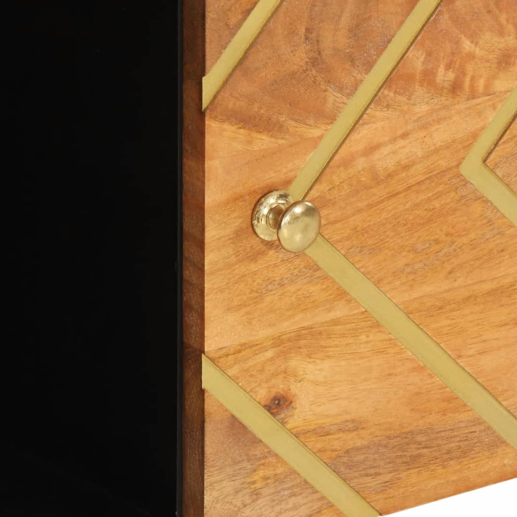 skænk 80x33,5x75 cm massivt mangotræ brun og sort