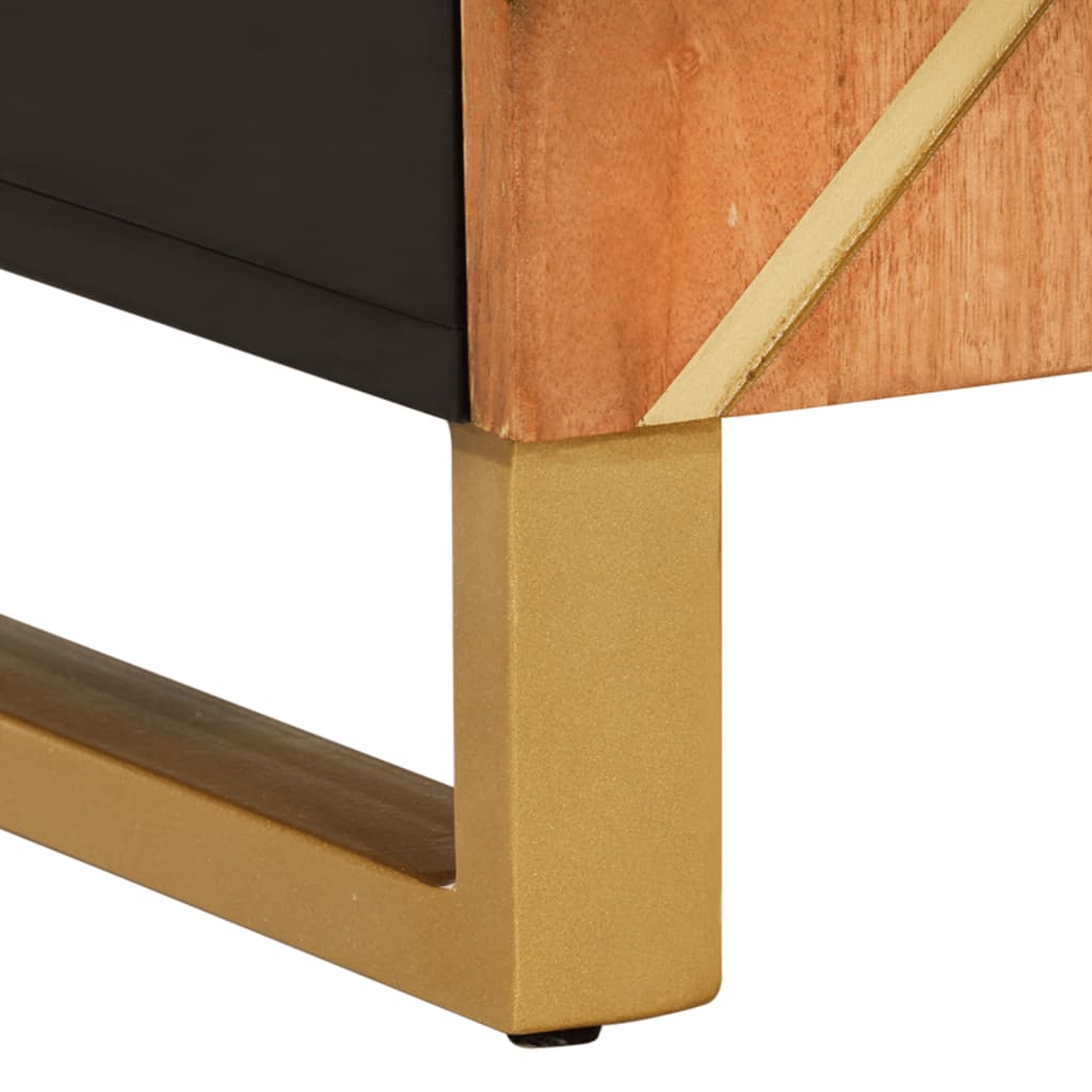 skænk 90x33,5x75 cm massivt mangotræ brun og sort