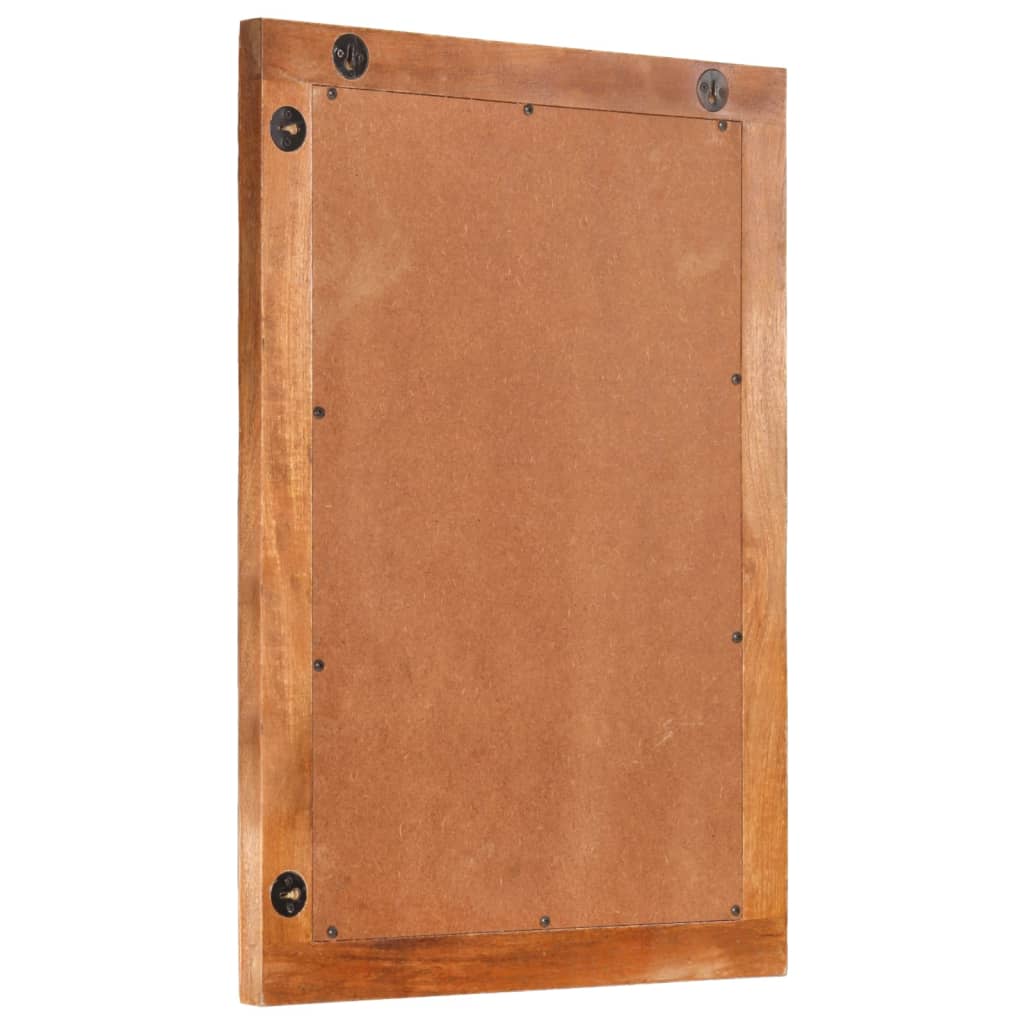 badeværelsesspejl 50x70x3 cm massivt mangotræ og glas brun