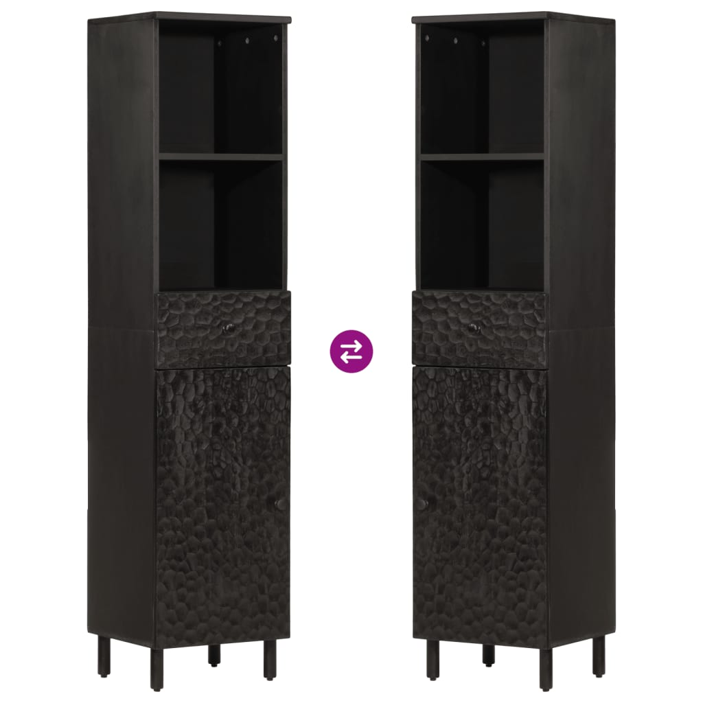 badeværelsesskab 38x33x160 cm massivt mangotræ sort