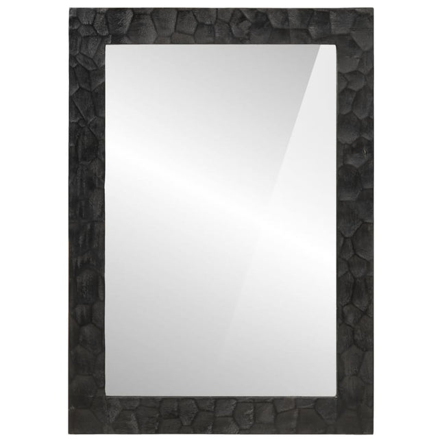 badeværelsesspejl 50x70x2,5 cm massivt mangotræ og glas sort