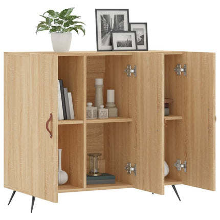 skab 90x34x80 cm konstrueret træ røget egetræsfarve