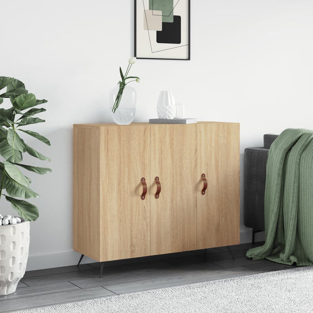 skab 90x34x80 cm konstrueret træ røget egetræsfarve